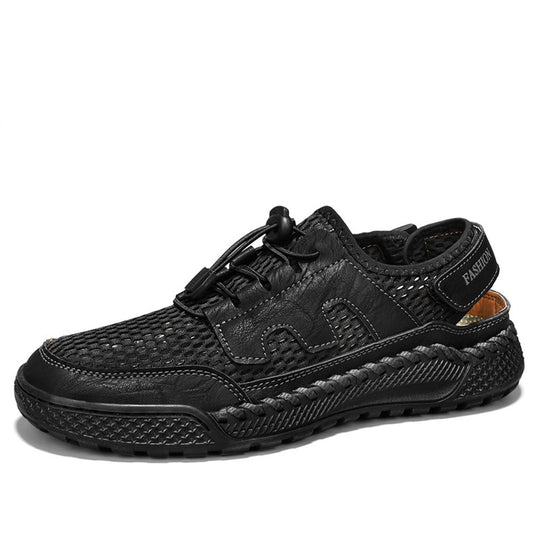 Damen Komfortable Mesh-Lederschuhe mit Schnellverschluss R&B