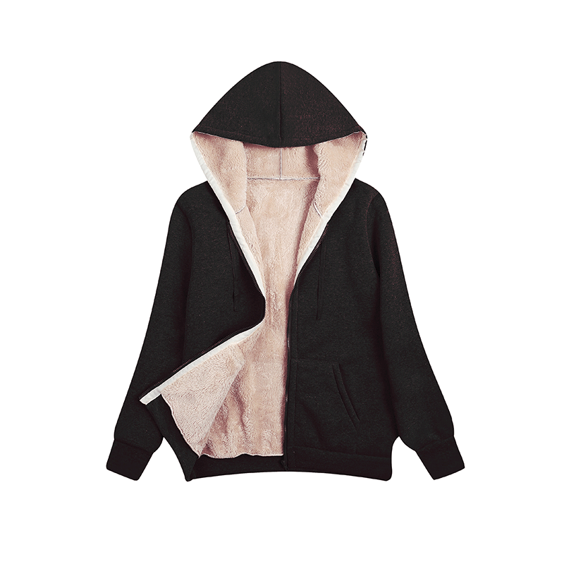Damen kuschelige Fleecejacke mit Kapuze und Taschen R&B