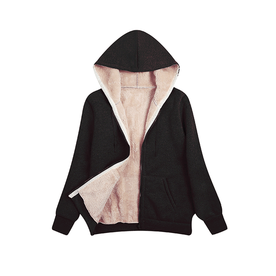 Damen kuschelige Fleecejacke mit Kapuze und Taschen R&B
