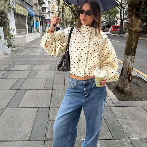 Damen figurbetonte Bluse mit punktuellem Muster R&B