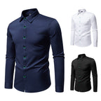 Herren elegantes Langarmhemd mit kreativen Stickdetails R&B