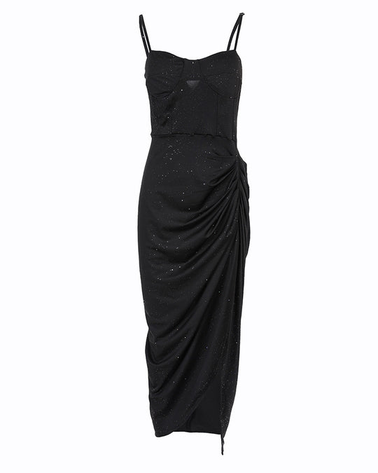 Damen elegantes Wickelkleid mit schimmerndem Sternenmuster R&B