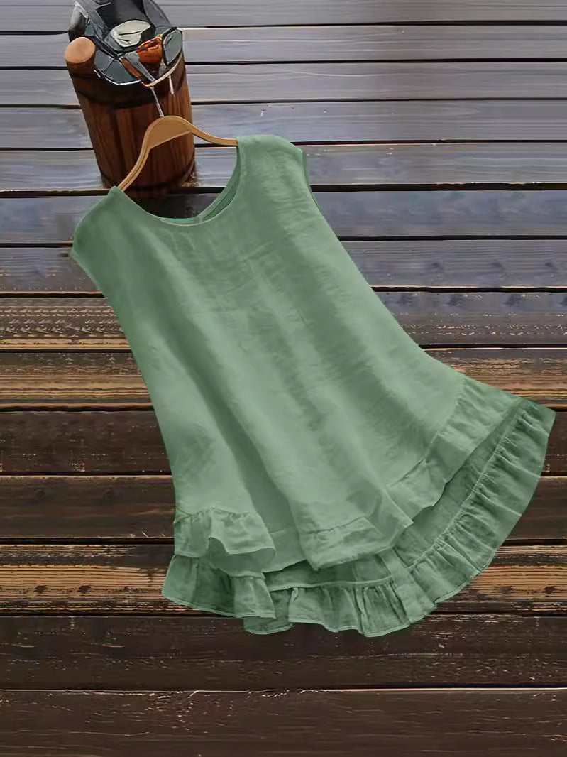 Damen Leichtes Sommerkleid aus atmungsaktivem Material mit Rüschendetails R&B