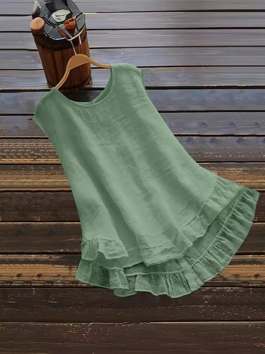 Damen Leichtes Sommerkleid aus atmungsaktivem Material mit Rüschendetails R&B