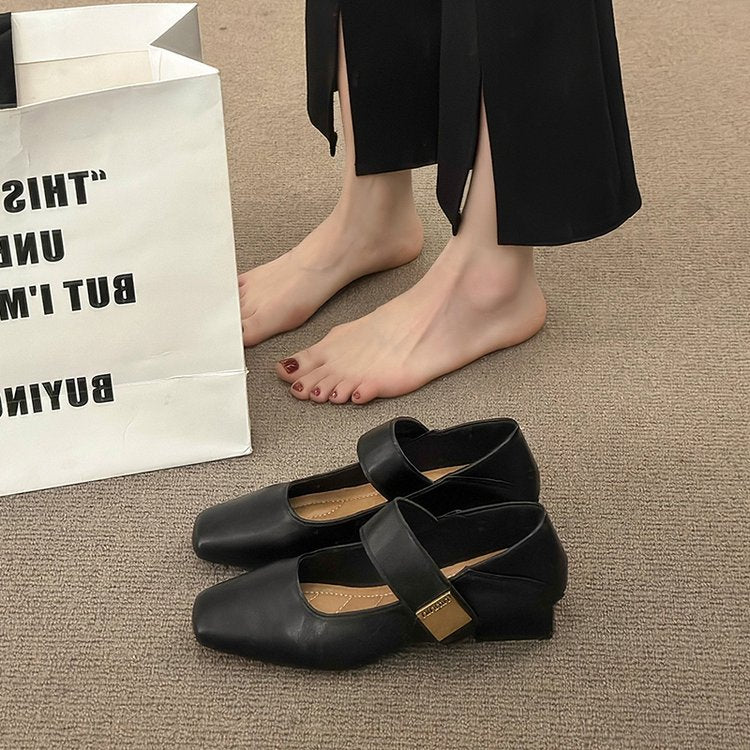 Damen elegante Mary Jane Ballerinas mit modischer Schnalle und komfortablem Fußbett R&B