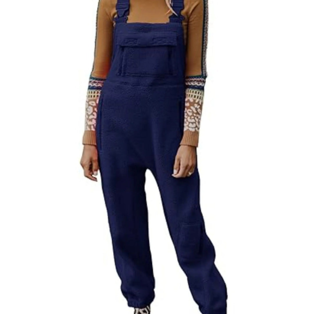 Damen Flauschiger Overall mit verstellbaren Trägern und Eingrifftaschen R&B