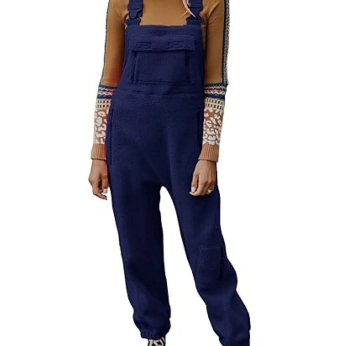 Damen Flauschiger Overall mit verstellbaren Trägern und Eingrifftaschen R&B