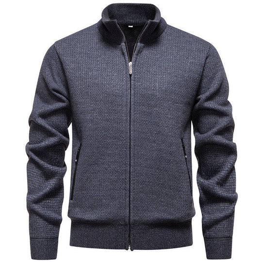 Herren Strickjacke mit modernem Zipper und seitlichen Reißverschlusstaschen R&B