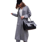 Damen Strickmantel mit tiefem V-Ausschnitt und großen Taschen R&B