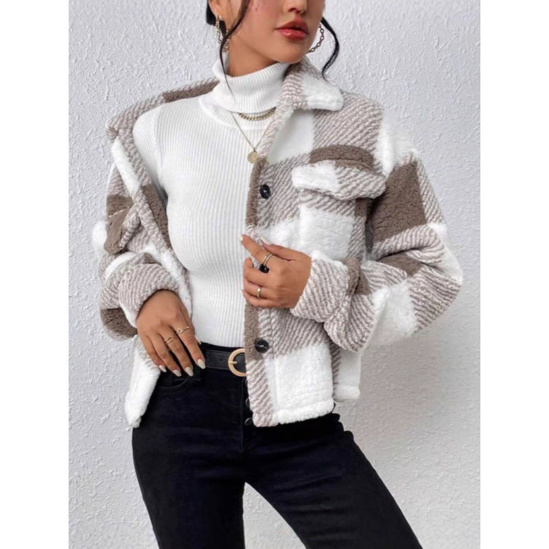 Damen Fleecejacke mit Karomuster R&B