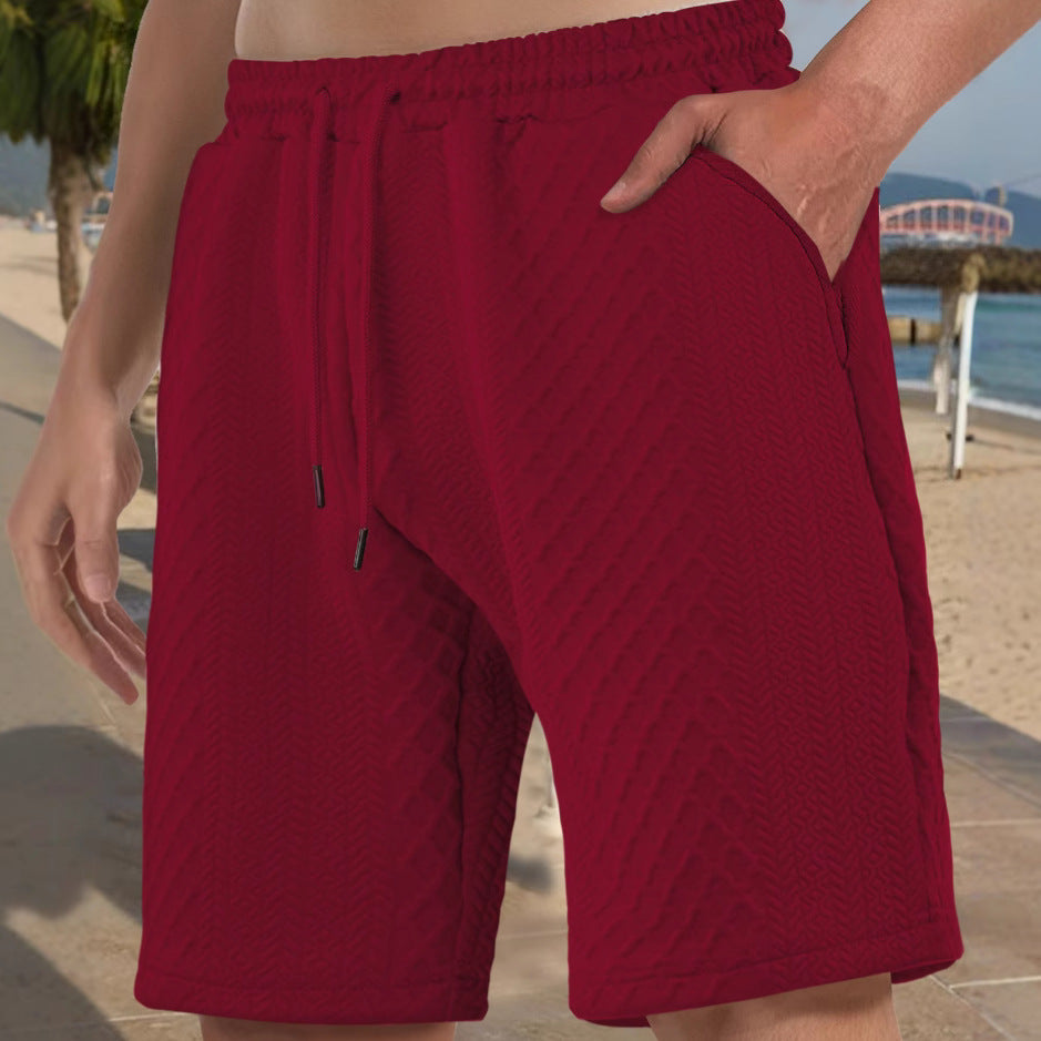 Herren nan strukturierte Strand-Bermuda aus Waffeljersey mit elastischem Kordelbund und schrägen Eingrifftaschen R&B