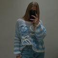 Damen gemütlicher und trendiger Strickpullover mit einzigartigem Design R&B