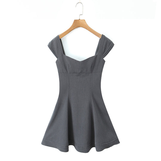 Damen A-Linien Kleid mit schickem Herz-Ausschnitt und eleganten Puffärmeln R&B
