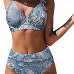 Damen Hochgeschnittener Bikini mit Rüschen R&B