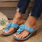 Damen Wedge-Sandalen mit modischem Blumenapplikations-Design R&B