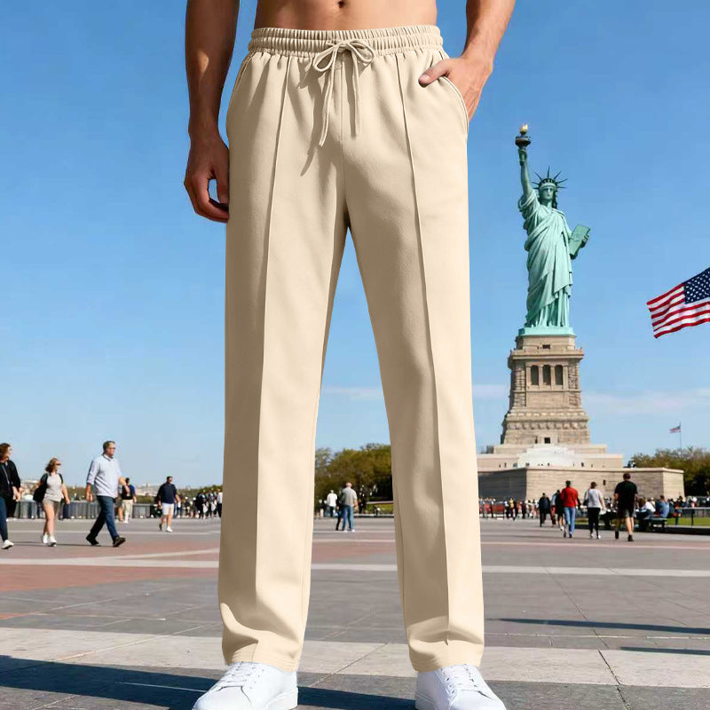 Herren nan lässig-elegante Bundfalten-Sweathose mit Bügelfalte, elastischem Tunnelzugbund und seitlichen Eingrifftaschen R&B