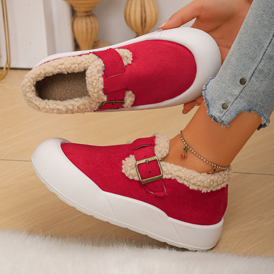 Damen Hüttenschuhe mit warmem Fleecefutter und modischem Schnallen-Detail R&B