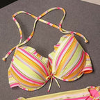 Damen Push-up Bikini-Set mit verspieltem Streifenmuster