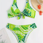 Damen Crop-Bikini mit floralem Knötchen-Design R&B