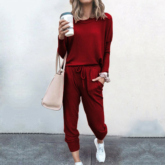 Damen Bequemer Jumpsuit mit modischem Rundhalsausschnitt und regulierbarem Bund R&B