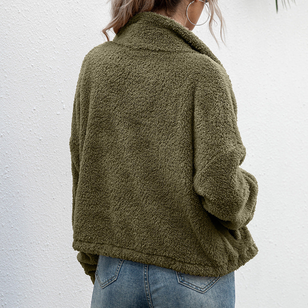 Damen Fleecejacke mit hohem Kragen und elastischem Bund R&B