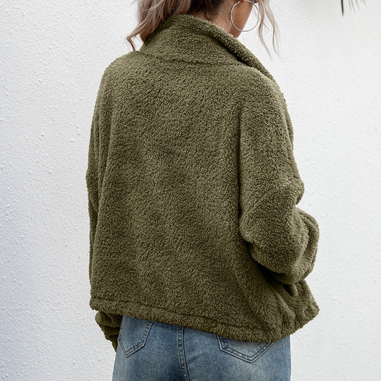 Damen Fleecejacke mit hohem Kragen und elastischem Bund R&B