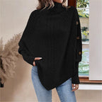 Damen Oversized Strickpullover mit Rollkragen und Knopfdetails R&B
