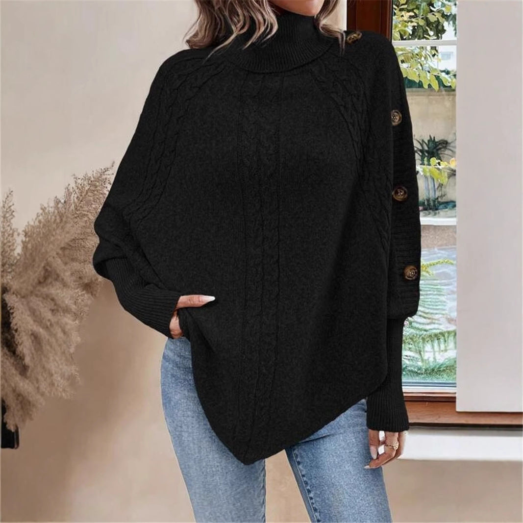 Damen Oversized Strickpullover mit Rollkragen und Knopfdetails R&B