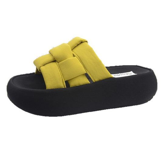 Damen bequeme Platform-Pantoletten mit gekreuzten Riemen R&B