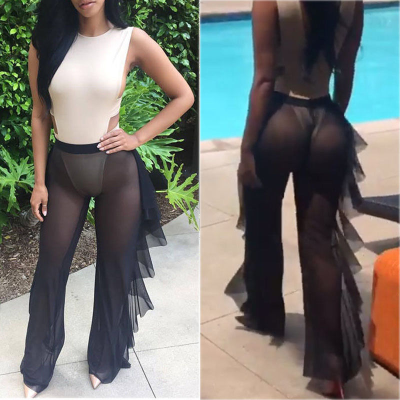 Damen Anziehbare Boho-Hosen mit Rüsche R&B