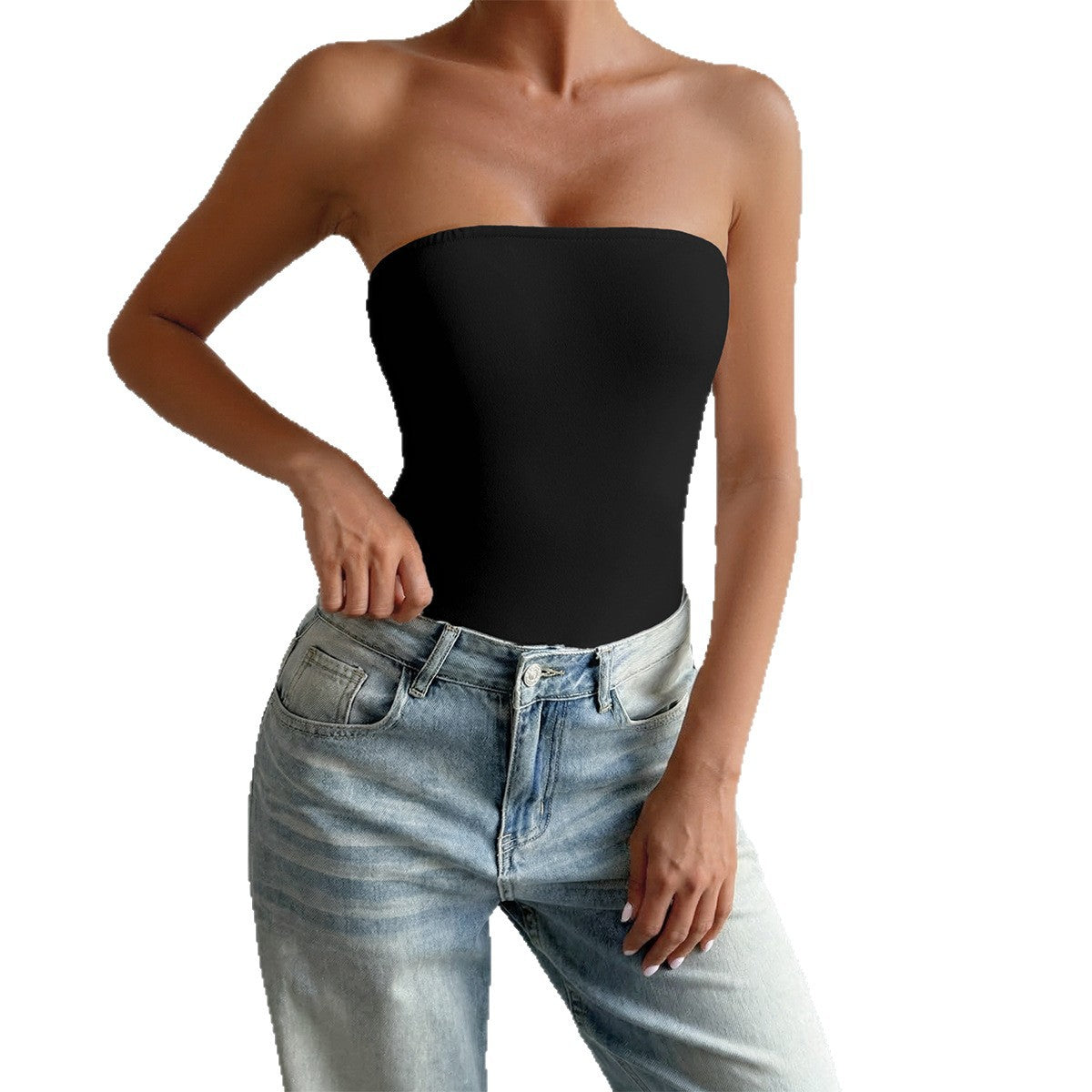 Damen Bandeau-Bodysuit aus elastischem Material mit figurfreundlichem Schnitt R&B