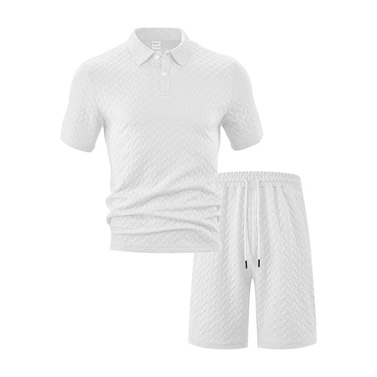 Herren nan strukturiertes Polo-Set aus atmungsaktiver Baumwollmischung R&B