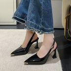 Damen Slingback Pumps mit spitzem Zehenbereich und elegantem Blockabsatz R&B