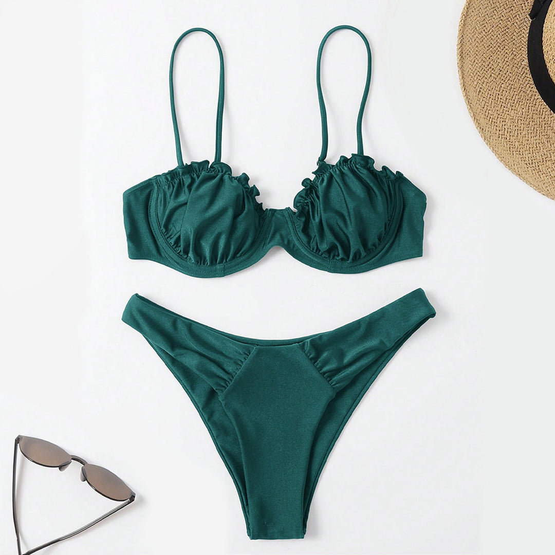 Damen Push-Up-Bikini mit Raffung und verstellbaren Trägern R&B