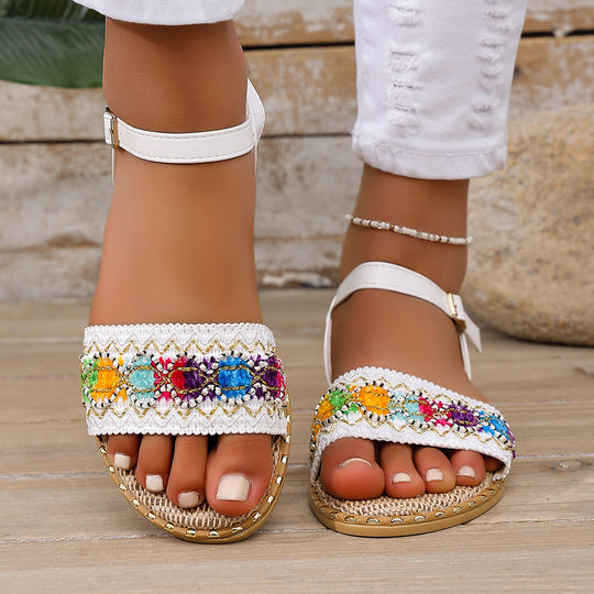 Damen Sommerliche Sandalen mit kunstvollem Perlen-Design R&B