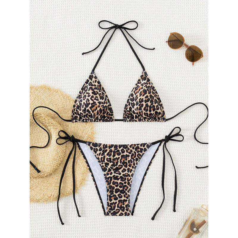 Damen Triangel-Bikini-Set mit verstellbaren BindR&Bändern und hohem Beinausschnitt R&B