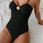 Damen Designer-Einteiler Badeanzug mit elegantem Muschel-Detail R&B