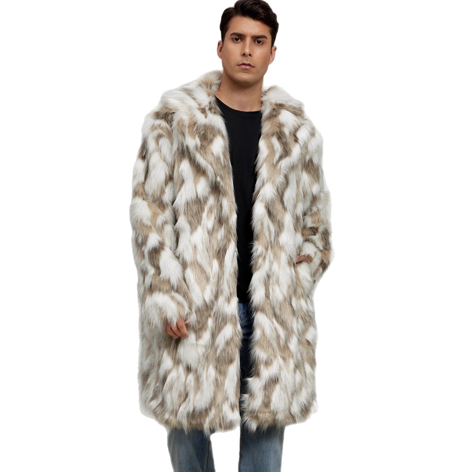 Herren Modischer Kunstpelz-Mantel mit auffälligem Tierdesign R&B