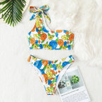 Damen asymmetrischer Bikini mit floralem Design