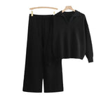 Damen gemütliches Strick-Loungewear-Set mit weit geschnittenem Pullover und Hose R&B
