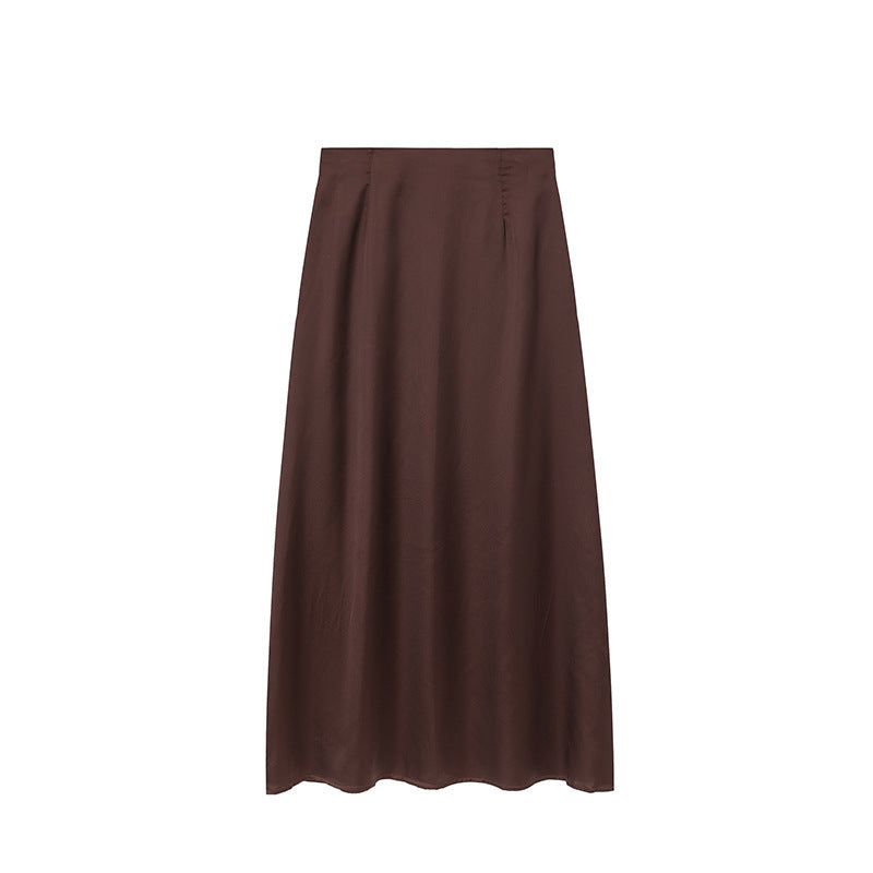 Damen Bodenlanger Satin Maxi-Rock R&B
