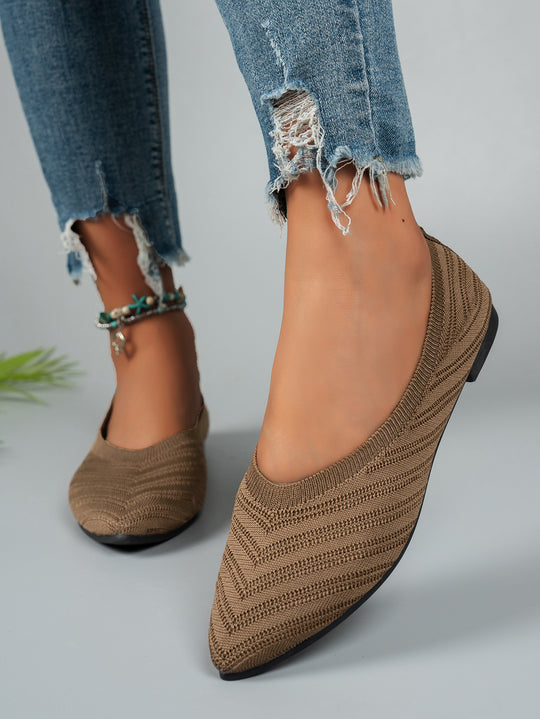 Damen elegante Ballerinas aus atmungsaktivem Strickmaterial R&B