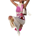 Damen Langarm Kleid mit elegantem Blumenmuster und hohem Kragen R&B
