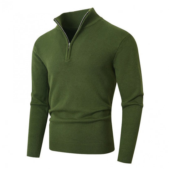 Herren modischer Strickpullover mit hohem Kragen und Reißverschluss R&B