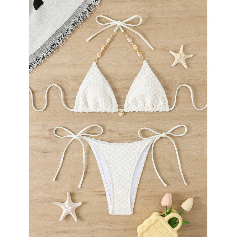 Damen Häkel-Bikini-Set mit verstellbaren Seitenschnüren und einzigartigem Design R&B