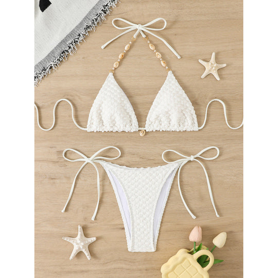 Damen Häkel-Bikini-Set mit verstellbaren Seitenschnüren und einzigartigem Design R&B