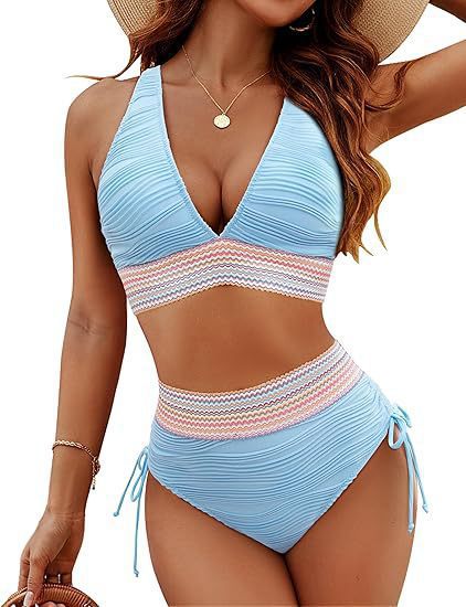 Damen Bikiniset mit hohem Bund und verstellbaren Rüschen R&B