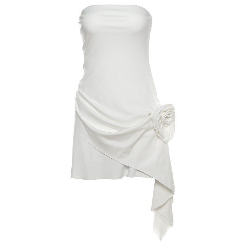 Damen kurzes Wickelkleid mit Blumenapplikation R&B