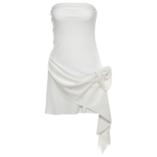 Damen kurzes Wickelkleid mit Blumenapplikation R&B