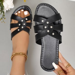 Damen modische Riemchensandalen mit glamourösen Schmuckdetails R&B